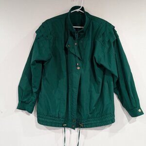 Sequence 80s Windbreaker Jacket Dark Forest Green VINTAGE Size 8-10
